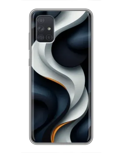 Чехол для Samsung Galaxy A72 с картинкой «Объемные черно-белые ленты» Чехол для Samsung Galaxy A72 с картинкой «Объемные черно-белые ленты»