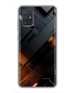 Чехол для Samsung Galaxy A72 с картинкой «Черные геометрические блоки»