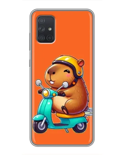 Чехол для Samsung Galaxy A72 с картинкой «Капибара на скутере»