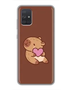 Чехол для Samsung Galaxy A72 с картинкой «Капибара с сердцем»