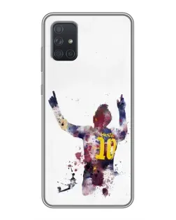 Чехол для Samsung Galaxy A72 с картинкой «Акварельный Месси Барселона»