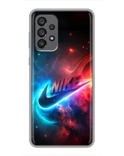 Чехол для Samsung Galaxy A73 (5G) с картинкой «Огненный логотип Nike»
