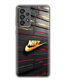 Чехол для Samsung Galaxy A73 (5G) с картинкой «Золотой Nike на металле»