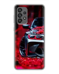 Чехол для Samsung Galaxy A73 (5G) с картинкой «Спортивная BMW и цветы»