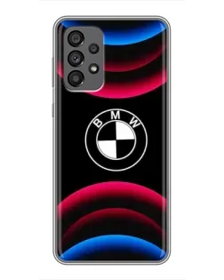 Чехол для Samsung Galaxy A73 (5G) с картинкой «Логотип BMW и неоновые дуги»