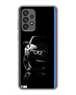 Чехол для Samsung Galaxy A73 (5G) с картинкой «Силуэт BMW в темноте»