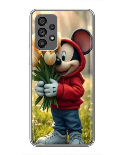 Чехол для Samsung Galaxy A73 (5G) с картинкой «Микки с тюльпанами»