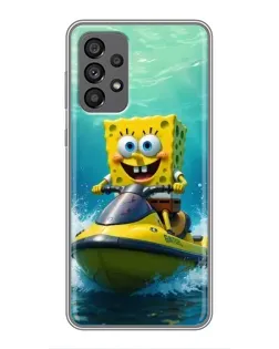 Чехол для Samsung Galaxy A73 (5G) с картинкой «Спанч Боб на гидроцикле»