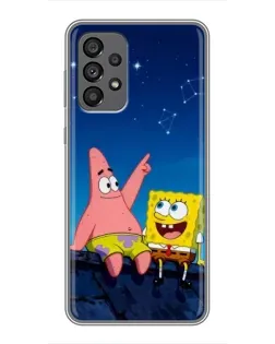 Чехол для Samsung Galaxy A73 (5G) с картинкой «Губка Боб и Патрик ночью»