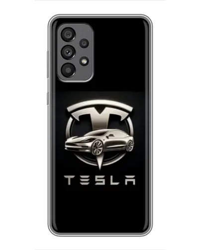 Чехол для Samsung Galaxy A73 (5G) с картинкой «Tesla — серебристое авто»
