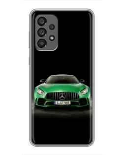 Чехол для Samsung Galaxy A73 (5G) с картинкой «Mercedes — неоновый лого»