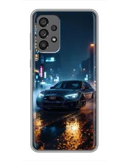 Чехол для Samsung Galaxy A73 (5G) с картинкой «Ночной город и Audi»