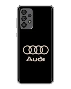 Чехол для Samsung Galaxy A73 (5G) с картинкой «Audi — золотой логотип»
