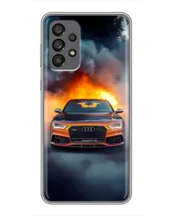 Чехол для Samsung Galaxy A73 (5G) с картинкой «Audi в огненном дыму»