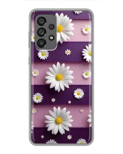 Чехол для Samsung Galaxy A73 (5G) с картинкой «Ромашки на фиолетовом»