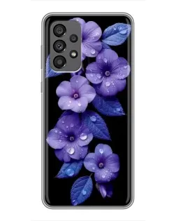 Чехол для Samsung Galaxy A73 (5G) с картинкой «Фиолетовые цветы с росою»