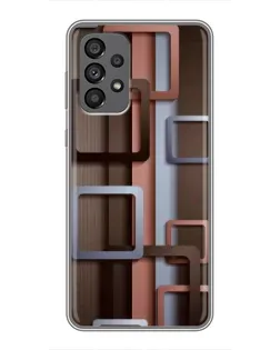 Чехол для Samsung Galaxy A73 (5G) с картинкой «Коричневые объемные квадраты»