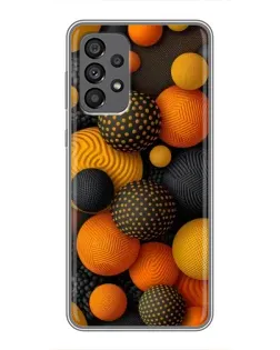 Чехол для Samsung Galaxy A73 (5G) с картинкой «Объемные оранжевые сферы»