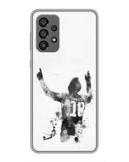 Чехол для Samsung Galaxy A73 (5G) с картинкой «Черно-белый силуэт Месси»