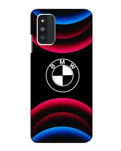 Чехол для Samsung Galaxy F52 5G (E526) с картинкой «Логотип BMW и неоновые дуги»