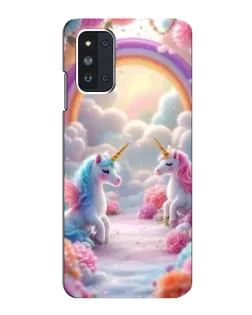 Чехол для Samsung Galaxy F52 5G (E526) с картинкой «Радуга и единороги»