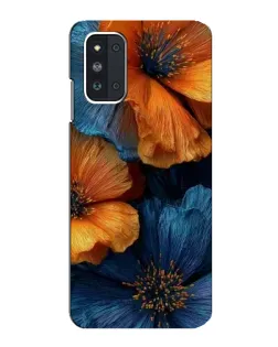 Чехол для Samsung Galaxy F52 5G (E526) с картинкой «Яркая сине-оранжевая флора»