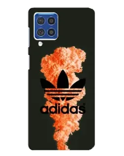 Чехол для Samsung Galaxy F62 с картинкой «Оранжевый дым Adidas»