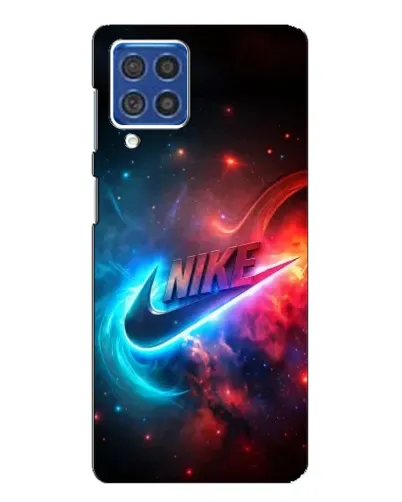Чехол для Samsung Galaxy F62 с картинкой «Огненный логотип Nike»