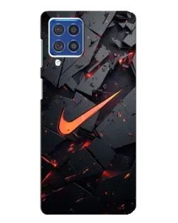 Чехол для Samsung Galaxy F62 с картинкой «Nike — эффект разломов»