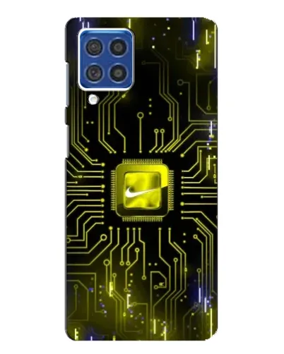 Чехол для Samsung Galaxy F62 с картинкой «Nike — золотая искра»