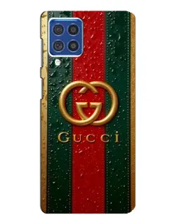 Чехол для Samsung Galaxy F62 с картинкой «Gucci — фирменная полоса и золото» Чехол для Samsung Galaxy F62 с картинкой «Gucci — фирменная полоса и золото»