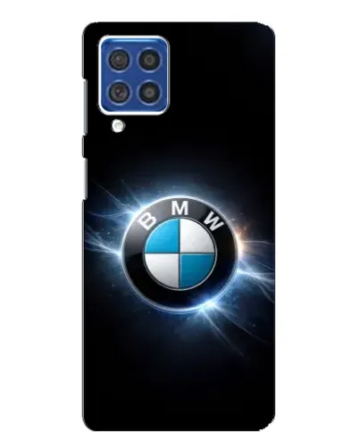 Чехол для Samsung Galaxy F62 с картинкой «BMW — неоновое сияние»