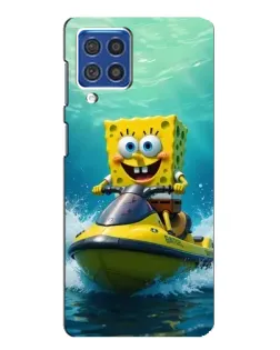 Чехол для Samsung Galaxy F62 с картинкой «Спанч Боб на гидроцикле»