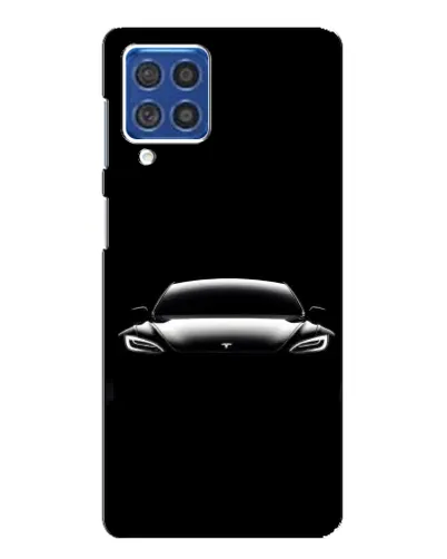 Чехол для Samsung Galaxy F62 с картинкой «Фары Tesla Night»