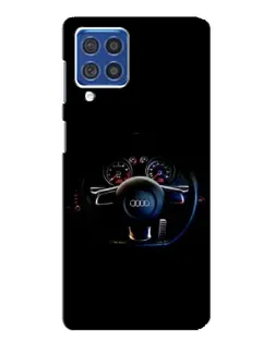 Чехол для Samsung Galaxy F62 с картинкой «Салон Audi — руль»