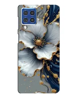 Чехол для Samsung Galaxy F62 с картинкой «Белый цветок и золотой флюид»