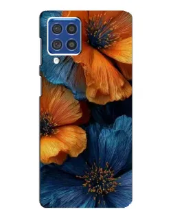 Чехол для Samsung Galaxy F62 с картинкой «Яркая сине-оранжевая флора»