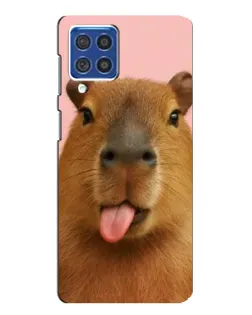 Чехол для Samsung Galaxy F62 с картинкой «Капибара с языком»