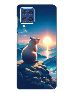 Чехол для Samsung Galaxy F62 с картинкой «Закат солнца с капибарой»