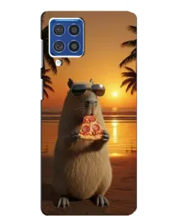 Чехол для Samsung Galaxy F62 с картинкой «Капибара с пиццей»