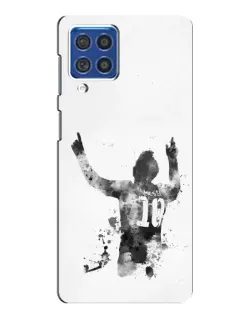 Чехол для Samsung Galaxy F62 с картинкой «Черно-белый силуэт Месси»