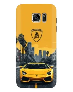 Чохол для Samsung Galaxy S7 Edge (G935) з картинкою «Жовтий Lamborghini місто»