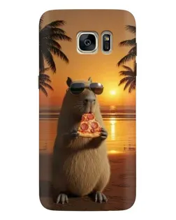 Чохол для Samsung Galaxy S7 Edge (G935) з картинкою «Капібара з піцою»