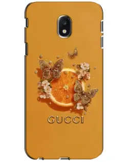 Чехол для Samsung Galaxy J3 2017 (J330FN EU) с картинкой «Gucci — золотые бабочки»