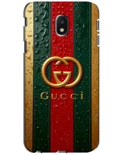 Чехол для Samsung Galaxy J3 2017 (J330FN EU) с картинкой «Gucci — фирменная полоса и золото»