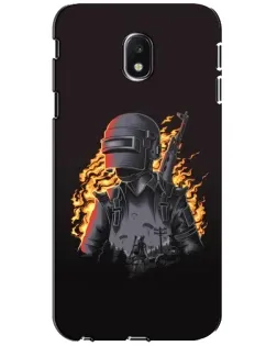 Чехол для Samsung Galaxy J3 2017 (J330FN EU) с картинкой «PUBG — огненный силуэт»