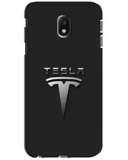 Чехол для Samsung Galaxy J3 2017 (J330FN EU) с картинкой «Стальной логотип Tesla»