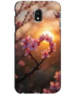 Чехол для Samsung Galaxy J3 2017 (J330FN EU) с картинкой «Розовый цвет сердце на фоне заката»
