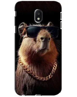 Чехол для Samsung Galaxy J3 2017 (J330FN EU) с картинкой «Капибара золотая цепь»