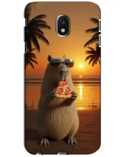 Чехол для Samsung Galaxy J3 2017 (J330FN EU) с картинкой «Капибара с пиццей»